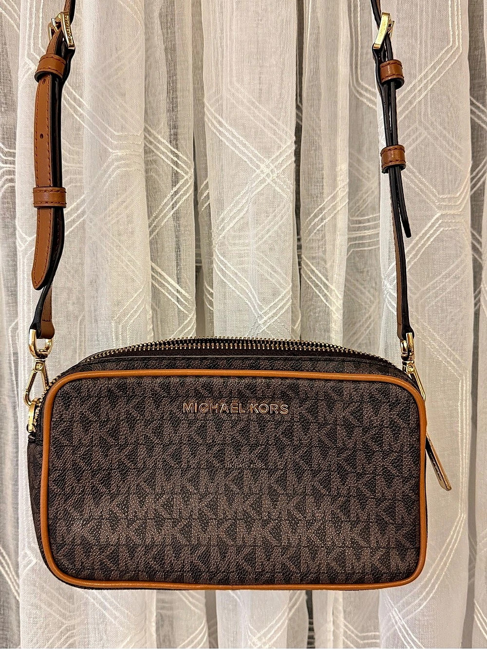 Michael Kors Jet Set Large Logo Crossbody Bag Brown Crossbody Bag